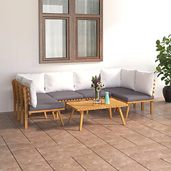 vidaXL Salon de jardin 7 pcs avec coussins Bois d'acacia solide