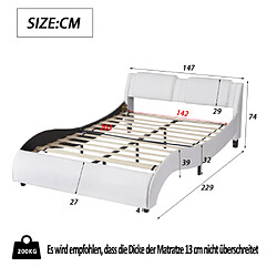 Acheter ComfortXL Lit Rembourré 140*200cm En Simili Cuir Avec Cadre Lumineux LED Et Sommiers à Lattes, Blanc