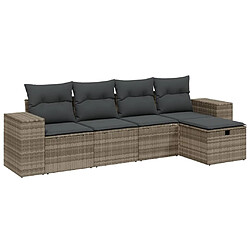 vidaXL Salon de jardin 5 pcs avec coussins gris clair résine tressée