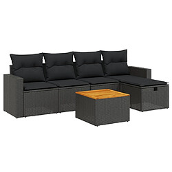 Maison Chic Ensemble Tables et chaises d'extérieur 6pcs avec coussins,Salon de jardin noir résine tressée -GKD105225