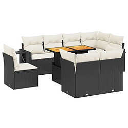 Maison Chic Ensemble Tables et chaises d'extérieur 9 pcs avec coussins,Salon de jardin noir résine tressée -GKD207861