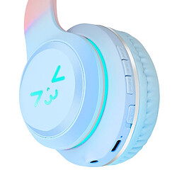 Avizar Casque Bluetooth Oreilles de Chat Lumineuses Bleu