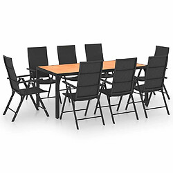 Salle à manger de jardin 9 pcs,Table et chaise à dîner Noir et marron -MN88424