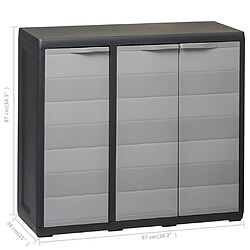 vidaXL Armoire de rangement de jardin avec 2 étagères Noir et gris pas cher