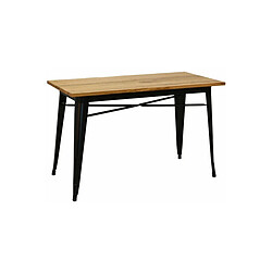 Aubry Gaspard Table industrielle en métal et bois d'orme huilé noir.