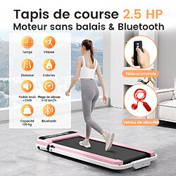 Tapis de marche électrique Pliant, Rattantree Tapis de course avec Télécommande, Tapis Roulant, Walking Pad 10 km/h,2.5HP, Rose