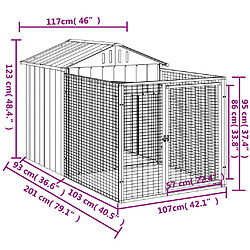 Acheter vidaXL Niche pour chien avec cour anthracite 117x201x123 cm