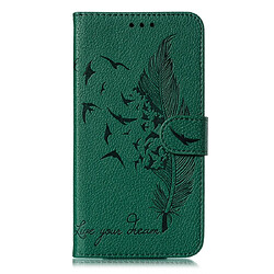 Wewoo Coque Étui en cuir à rabat avec motif de plume litchi fentes pour portefeuille et porte-cartes iPhone 11 vert