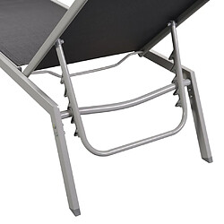 Avis vidaXL Chaises longues lot de 2 avec table acier et textilène noir