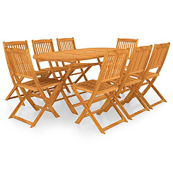 Maison Chic Mobilier à dîner de jardin pliable 9 pcs,Table et chaises d'extérieur Bois d'acacia solide -GKD736735