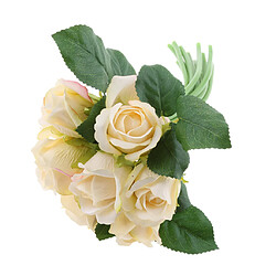 Main attachée 9 têtes roses artificielles bouquet de fleurs décor floral décor beige