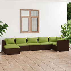 Maison Chic Salon de jardin 7 pcs + coussins - Mobilier/Meubles de jardin - Table et chaises d'extérieur Résine tressée Marron -MN96226