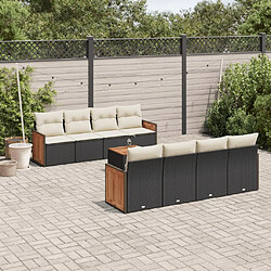 Maison Chic Ensemble Tables et chaises d'extérieur 9 pcs avec coussins,Salon de jardin noir résine tressée -GKD858586