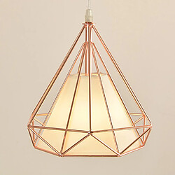 Stoex Métal Retro Lustre Suspension industrielle forme Diamant 25cm, Lampe de Plafond Abat-Jour Luminaire, Or Rose