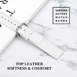 Acheter Bracelet en cuir véritable Haut blanc pour votre Samsung Galaxy Watch Active2 44mm