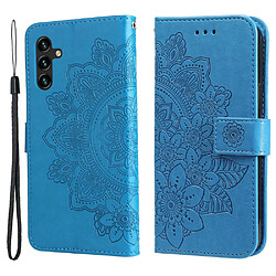 Etui en PU motif de fleurs avec support et cordon bleu pour votre Samsung Galaxy A13 5G