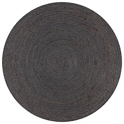 Decoshop26 Tapis fait à la main Jute Rond 90 cm Gris foncé DEC023460