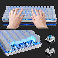 Chrono AK33 Clavier de Jeu mécanique câblé, Clavier Blanc à rétroéclairage LED 82 Touches E-Sport Gamer pour dactylographes au Bureau Jouant à des Jeux(blanc) pas cher