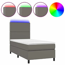 Sommier à lattes et LED,Cadre à lattes de lit avec matelas pour Adulte Gris 80x200 cm -MN66885