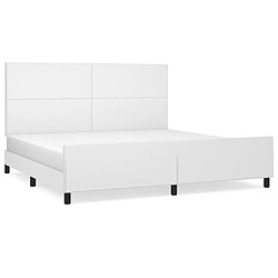 Maison Chic Lit adulte - Cadre Structure de lit avec tête de lit Contemporain Blanc 200x200 cm Similicuir -MN56266