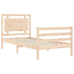 Maison Chic Lit adulte - Cadre de lit et tête de lit,Structure du lit Contemporain pour chambre 100x200 cm bois massif -MN56867 pas cher