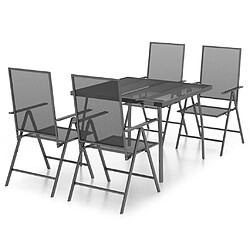 Salle à manger de jardin 5 pcs,Table et chaise à dîner anthracite acier -MN24305