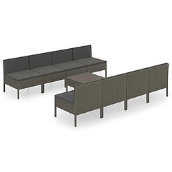 Maison Chic Salon de jardin 9 pcs + coussins - Mobilier/Meubles de jardin - Table et chaises d'extérieur Résine tressée Gris -MN92302