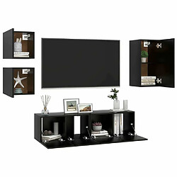 Avis Maison Chic Ensemble de meubles TV 5 pcs | Banc TV Moderne pour salon | Meuble de Rangement - Noir Aggloméré -MN51000