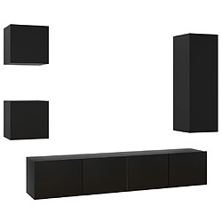 vidaXL Ensemble de meuble TV 5 pcs Noir Bois d'ingénierie