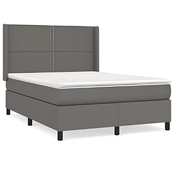 vidaXL Sommier à lattes de lit avec matelas Gris 140x190 cm Similicuir