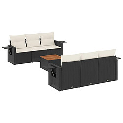 Maison Chic Ensemble Tables et chaises d'extérieur 7pcs avec coussins,Salon de jardin noir résine tressée -GKD376371