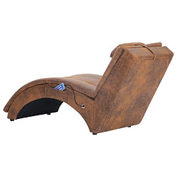 Acheter Maison Chic Chaise longue de massage avec oreiller| Bain de soleil Relax | Transat Marron Similicuir daim -GKD72027