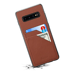 Avis Wewoo Coque Pour Galaxy S10 Denior V1 Housse de protection en cuir de vachette voiture de luxe avec fentes carte double marron