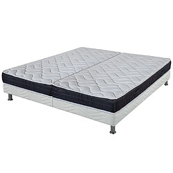 Ebac Matelas et sommier 2x90x190 Mousse - Malta - Soutien très ferme - Made in France Ensemble mousse Malta 2x90x190. Sommier tapissier : Bois résineux massif - 1er choix - sans n?ud - traverse central de renfort, tissu 100% polyester - Matelas : Hauteur 21 cm - Suspension latex - Face supérieure : Finitions: Platebande déco anthracite - A