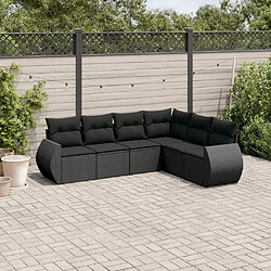 Maison Chic Salon de jardin 6 pcs avec coussins | Ensemble de Table et chaises | Mobilier d'Extérieur noir résine tressée -GKD46097