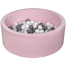 Velinda Piscine à balles Aire de jeu + 150 balles rose blanc, perle, gris