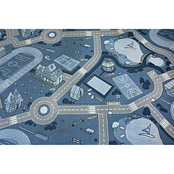 RUGSX TAPIS - MOQUETTE antidérapant pour enfants STREET RUE bleu 150x200 cm