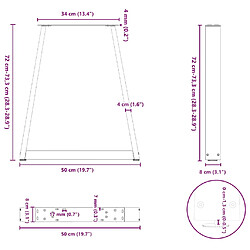 vidaXL Pieds de table basse forme de V 2 pcs noir 50x(72-73) cm acier pas cher