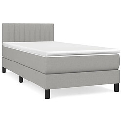 Maison Chic Structures de lit + matelas,Lit à sommier tapissier avec matelas Gris clair 90x200 cm Tissu -MN42620