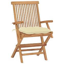 Avis Maison Chic Lot de 8 Chaises de jardin,Fauteuil d'extérieur avec coussins blanc crème Teck massif -MN17296