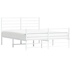 Acheter Maison Chic Lit adulte - Lit simple Cadre de lit métal avec tête de lit/pied de lit,Structure du lit Contemporain pour chambre blanc 135x190cm -MN92673