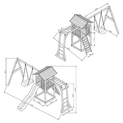 Acheter AXI Beach Tower Aire de Jeux avec Toboggan en Violet, Cadre d'escalade, Balançoire Nid d'oiseau Noir & Bac à Sable | Grande Maison Enfant extérieur en Gris & BLANC | Cabane de Jeu en Bois FSC