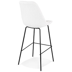 Acheter Alterego Tabouret de bar 'LEONIE' en tissu bouloché blanc et pied en métal noir