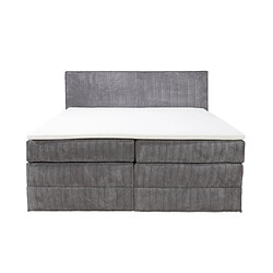 Acheter Vente-Unique Ensemble complet boxspring tête de lit + sommiers coffre + matelas + surmatelas - 2 x 80 x 200 cm - Velours côtelé - Gris - IVOLOS de PALACIO