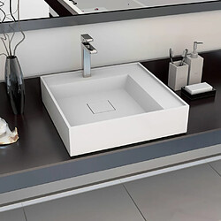 vidaXL Lavabo 50x50x12,3 cm Fonte minérale/marbre Blanc