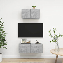 vidaXL Ensemble de meubles TV 2 pcs Gris béton Bois d'ingénierie