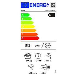 Lave-linge hublot 10kg 1400 tours/min blanc - HW010-CP1439N-FR - HAIER