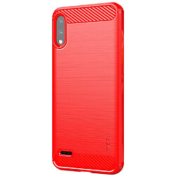 Coque en TPU MOFI anti-rayures, texture fibre de carbone, surface brossée rouge pour votre LG K22/K22 Plus