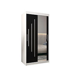 Abiks Meble Armoire YORK 2 À Portes Coulissantes 200/100/62 2 Portes (Blanc/Noir)