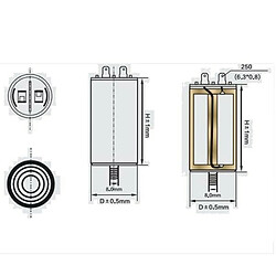 Condensateur Permanent Pour Moteur Monophasé, Circuits De Commutation 12UF 450VAC, Avec Cosses